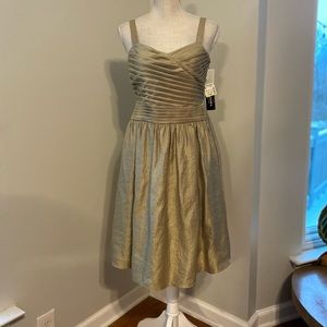 Isadora Collection Antiqued Metallic Pleat Bodice Cocktail Dress